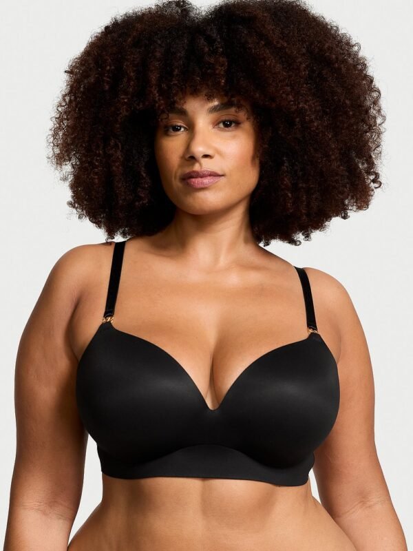 34DD Dream Angels Smooth Wireless Push-Up Plunge Bra - BLACK - Image 3