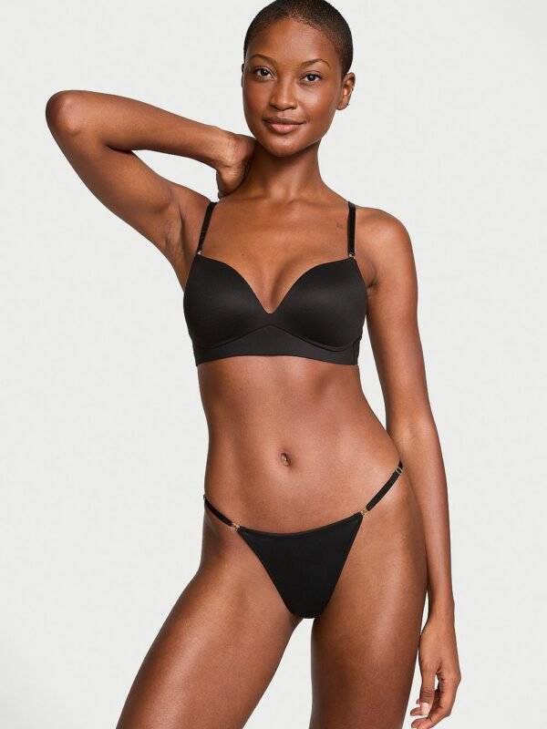 34DD Dream Angels Smooth Wireless Push-Up Plunge Bra - BLACK - Image 5