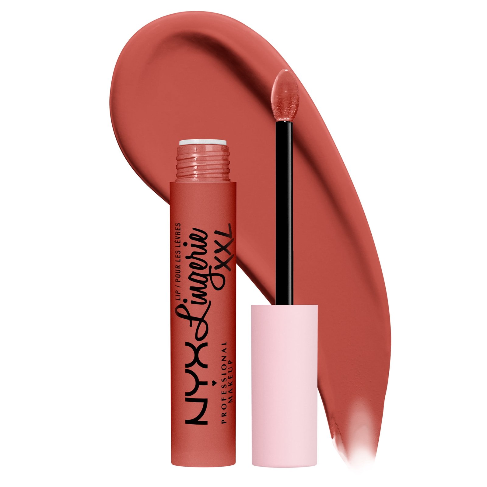 NYX Professional Makeup Lip Lingerie XXL Smooth Matte Liquid Lipstick, 16hr Longwear, Peach Flirt, 0.13 fl oz