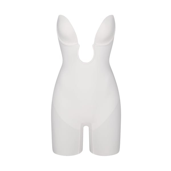 Skims Deep Plunge Shapewear Mid Thigh BodySuit - Marble - Medium