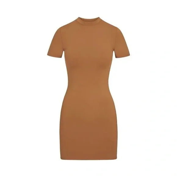 SKIMS Recycled Swim T-shirt swim dress in color Almond