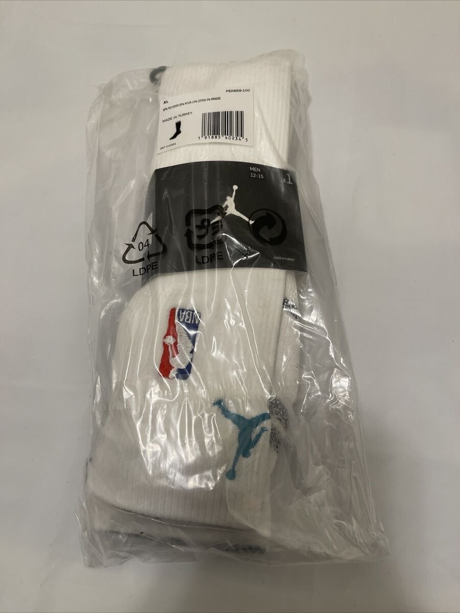 Air Jordan NBA Authentic Socks Quip Grip Size M White Knee High