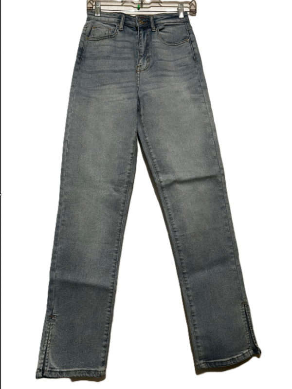 Guess Women's Straight Leg Denim Jeans Blue High Rise Slim Side Slit, Size-27 - Image 2