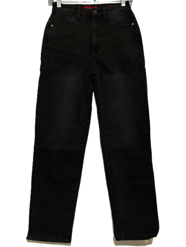 Guess Women's High Rise Straight Leg Denim Jeans Black Dark Wash, Size-27 - Image 3