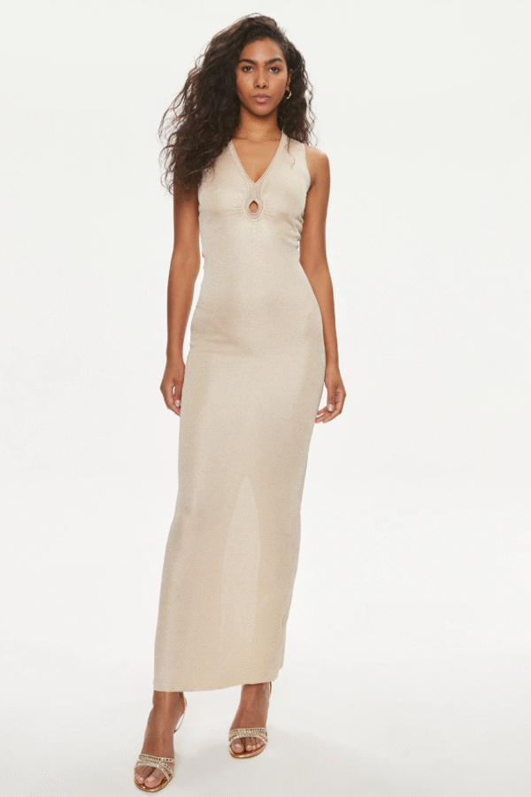 Guess Marciano Knitted Bodycon Dress Beige Scarlett Sweater Maxi, Size-0