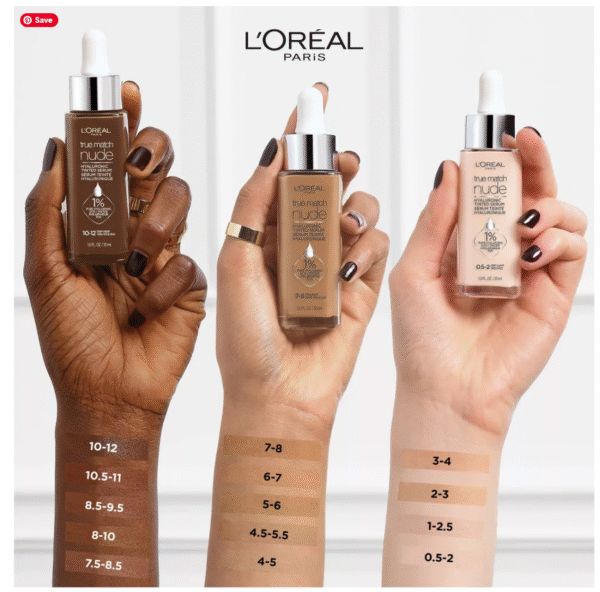 Loreal True Match Nude Hyaluronic Tinted Serum 1.0 fl oz 10-12 - Very Deep - Image 4