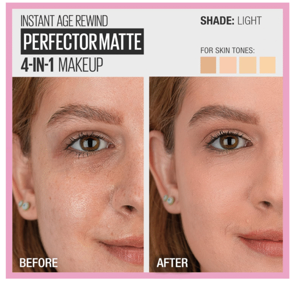 Maybelline Perfector 4-In-1 Whipped Matte Makeup #01 Light/Leger - Image 6