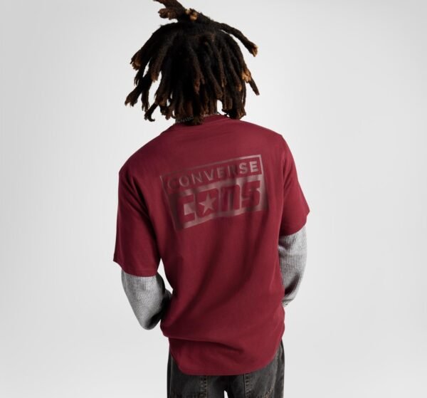 Converse T-Shirt Men M Burgundy Skateboarding Classic Everyday Casual Streetwear - Image 2