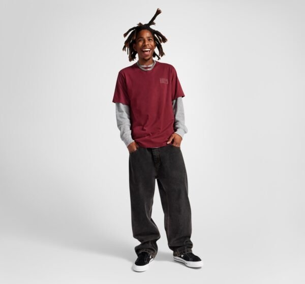 Converse T-Shirt Men M Burgundy Skateboarding Classic Everyday Casual Streetwear - Image 3