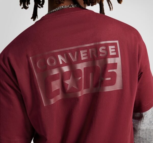Converse T-Shirt Men M Burgundy Skateboarding Classic Everyday Casual Streetwear - Image 6