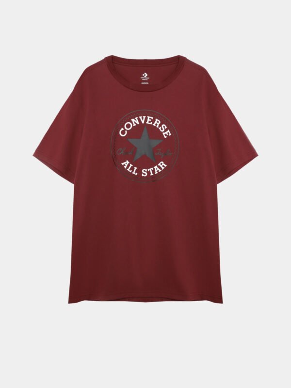 Converse Go-To All Star Tshirt Unisex M Red Chuck Taylor Patch Classic Oversized - Image 8