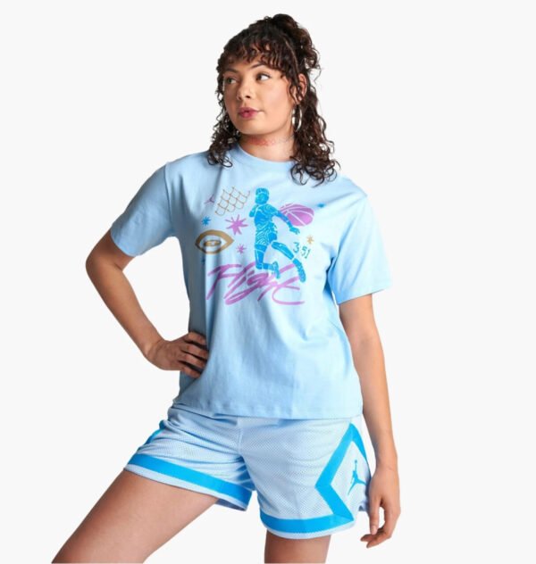 Nike Air Jordan T-Shirt Women S Blue Oversized Sportswear Performance Activewear - Image 5