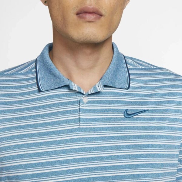 Nike Dri-Fit Vapor Golf Polo Shirt Men M Blue Striped Performance Sportswear - Image 3