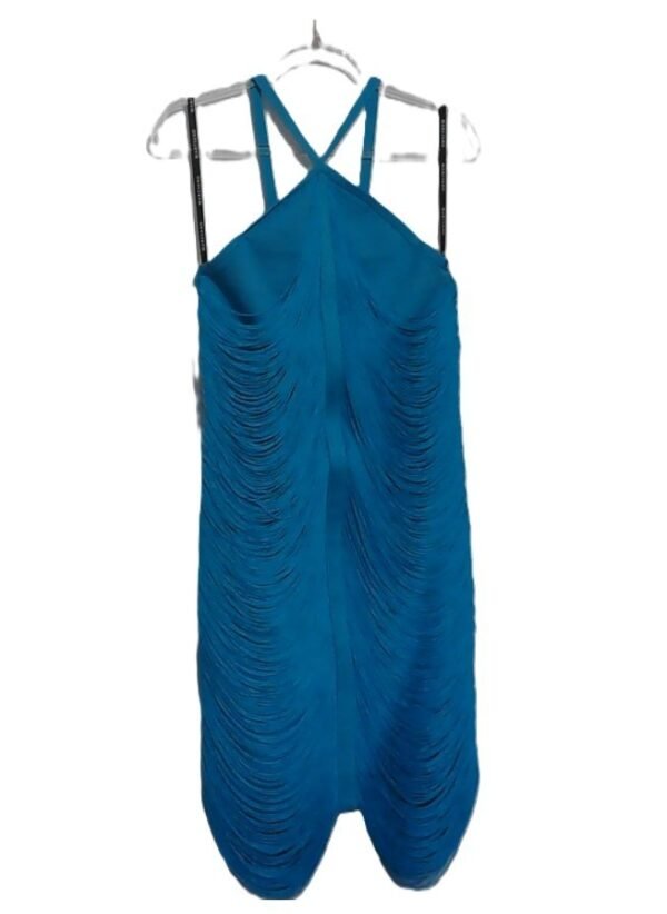 Guess Women's Analise Bandage Dress Turquoise Blue Chic Halter Marciano Fringes, Small - Image 5