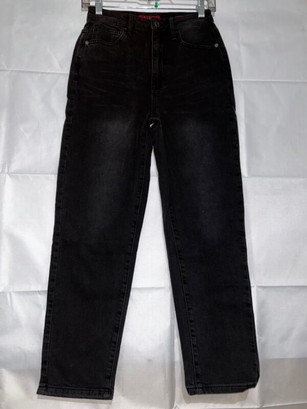 Guess Women's High Rise Straight Leg Denim Jeans Black Dark Wash, Size-27 - Image 5