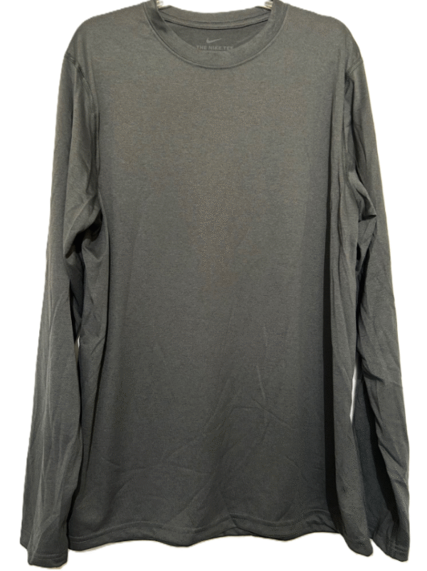 Nike Men's Dri-Fit The Nike Tee Long Sleeve T-Shirt, Charcoal Gray, Large