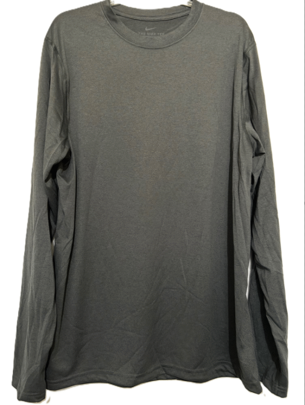 Nike Men's Dri-Fit The Nike Tee Long Sleeve T-Shirt, Charcoal Gray, Large - Image 2