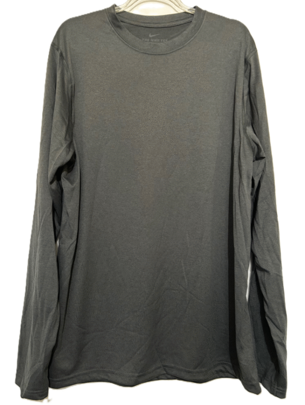 Nike Men's Dri-Fit The Nike Tee Long Sleeve T-Shirt, Charcoal Gray, Large - Image 3