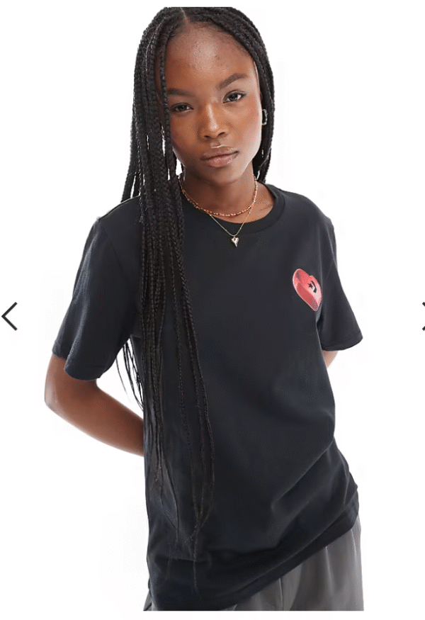 Converse T-Shirt Women's 3XL Black Heart Classic Skateboarding Casual Streetwear