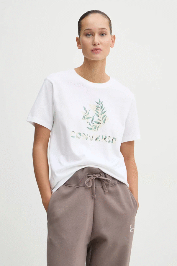 Converse T-Shirt Women's S Beige Nature Star Chevron Hawaiian Casual Beach - Image 5