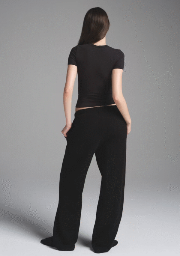 Skims Cotton Fleece Classic Straight Leg Pant, Onyx, Medium - Image 6